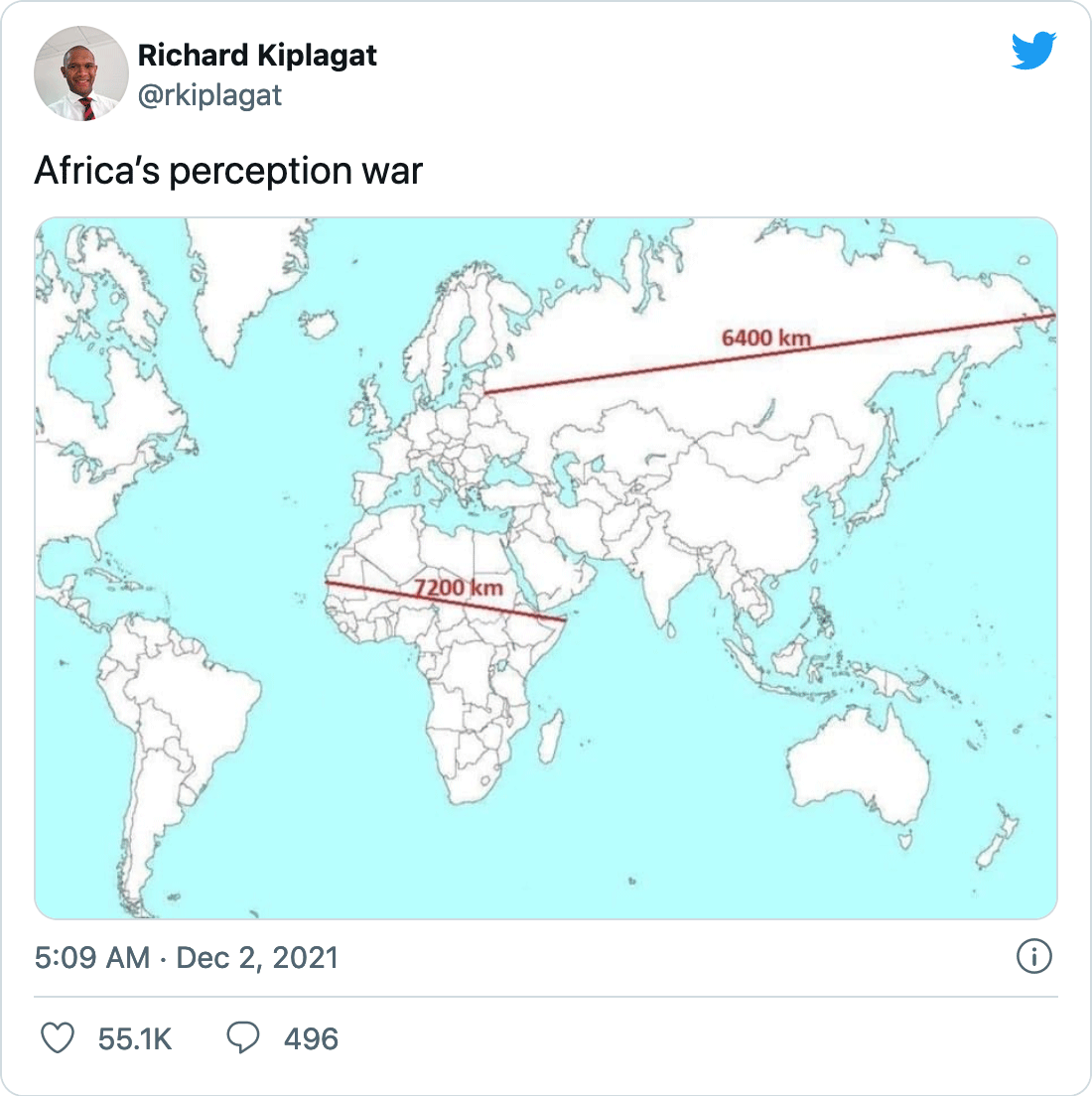 Africa’s perception war, Tweet von Richard Kiplagat